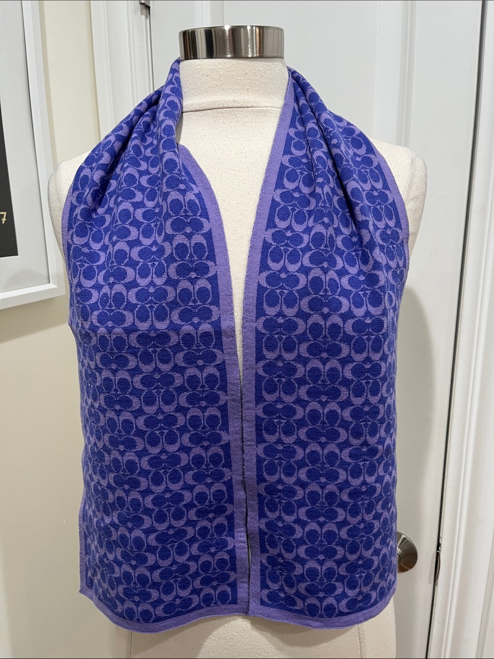 Coach Purple Scarf 100% Merino Wool